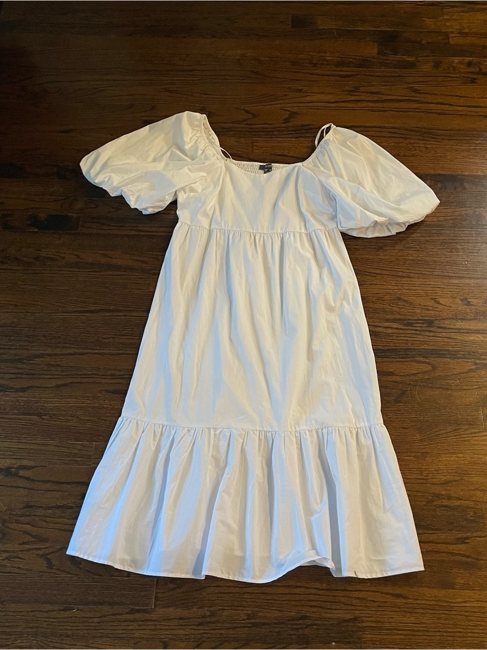 Primark White Puff Sleeve Dress with Ruffle Hem